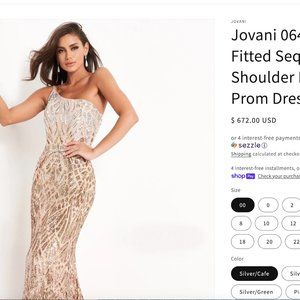Jovani metallic one shoulder prom dress style 06469